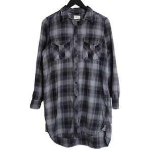 Aritzia Wilfred‎ Free Black Grey Long Sleeve Cotton Shirtdress Size Medium